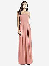 Alt View 1 Thumbnail - Desert Rose Strapless Pleated Skirt Crepe Dress with Pockets