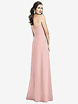 Rear View Thumbnail - Rose Strapless Pleated Skirt Crepe Dress with Pockets