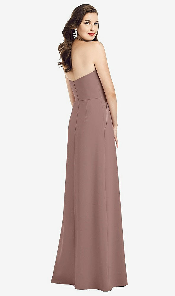 Back View - Sienna Strapless Pleated Skirt Crepe Dress with Pockets