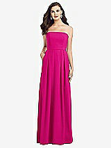 Front View Thumbnail - Think Pink Strapless Pleated Skirt Crepe Dress with Pockets