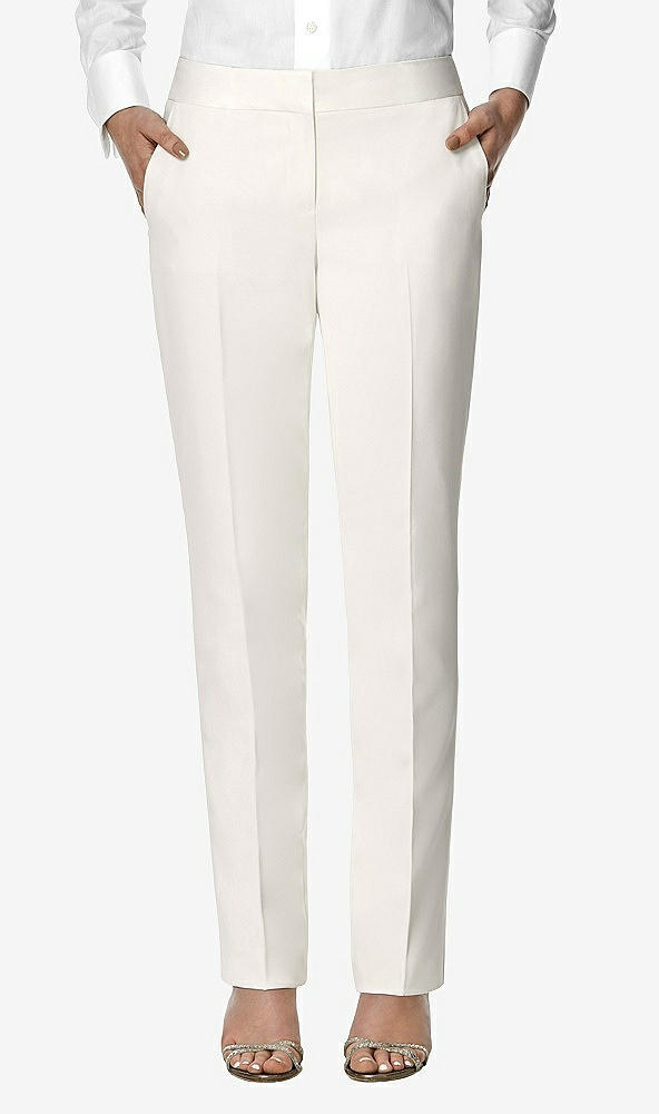 Front View - Ivory Women's Ivory Tuxedo Trouser