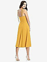 Rear View Thumbnail - NYC Yellow Bustier Crepe Midi Dress with Adjustable Bow Straps