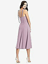 Rear View Thumbnail - Suede Rose Bustier Crepe Midi Dress with Adjustable Bow Straps