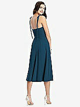 Rear View Thumbnail - Atlantic Blue Bustier Crepe Midi Dress with Adjustable Bow Straps