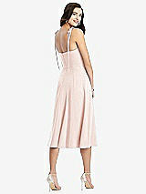 Rear View Thumbnail - Blush Bustier Crepe Midi Dress with Adjustable Bow Straps