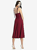 Rear View Thumbnail - Burgundy Bustier Crepe Midi Dress with Adjustable Bow Straps