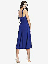 Rear View Thumbnail - Cobalt Blue Bustier Crepe Midi Dress with Adjustable Bow Straps