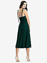 Rear View Thumbnail - Evergreen Bustier Crepe Midi Dress with Adjustable Bow Straps