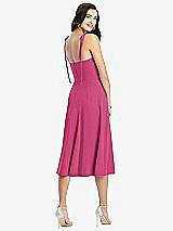 Rear View Thumbnail - Tea Rose Bustier Crepe Midi Dress with Adjustable Bow Straps