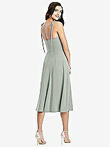 Rear View Thumbnail - Willow Green Bustier Crepe Midi Dress with Adjustable Bow Straps