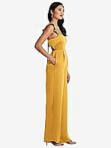 Side View Thumbnail - NYC Yellow Ruffled Sleeve Tie-Back Jumpsuit with Pockets