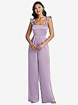 Front View Thumbnail - Pale Purple Ruffled Sleeve Tie-Back Jumpsuit with Pockets