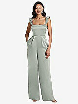 Alt View 1 Thumbnail - Willow Green Ruffled Sleeve Tie-Back Jumpsuit with Pockets