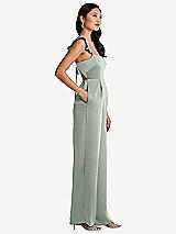 Side View Thumbnail - Willow Green Ruffled Sleeve Tie-Back Jumpsuit with Pockets