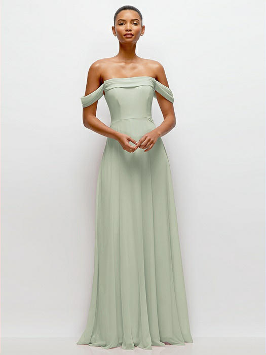 Off-the-Shoulder Draped Neckline Maxi Dress