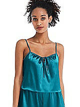 Front View Thumbnail - Oasis Drawstring Neck Satin Cami with Bow Detail - Nyla