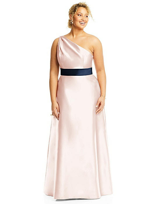 Draped One-Shoulder Satin Maxi Dress with Pockets