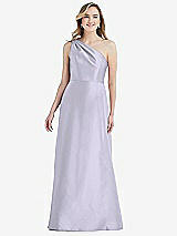 Front View Thumbnail - Silver Dove Pleated Draped One-Shoulder Satin Maxi Dress with Pockets