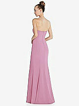 Rear View Thumbnail - Powder Pink Strapless Princess Line Crepe Mermaid Gown