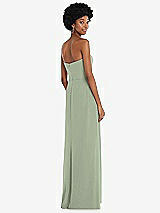 Rear View Thumbnail - Sage Strapless Sweetheart Maxi Dress with Pleated Front Slit 