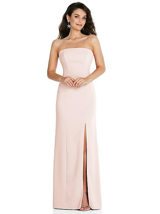 Strapless Scoop Back Maxi Dress with Front Slit