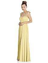 Side View Thumbnail - Pale Yellow Tie Shoulder A-Line Maxi Dress