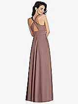 Rear View Thumbnail - Sienna Shirred Shoulder Criss Cross Back Maxi Dress with Front Slit