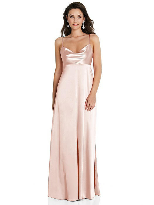 Cowl-Neck Empire Waist Maxi Dress with Adjustable Straps