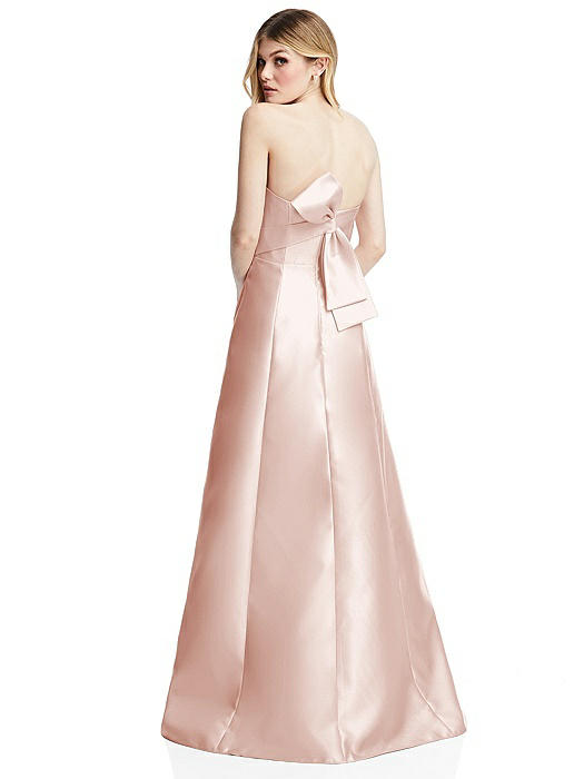 Strapless A-line Satin Gown with Modern Bow Detail