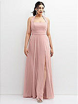 Front View Thumbnail - Rose Chiffon Convertible Maxi Dress with Multi-Way Tie Straps