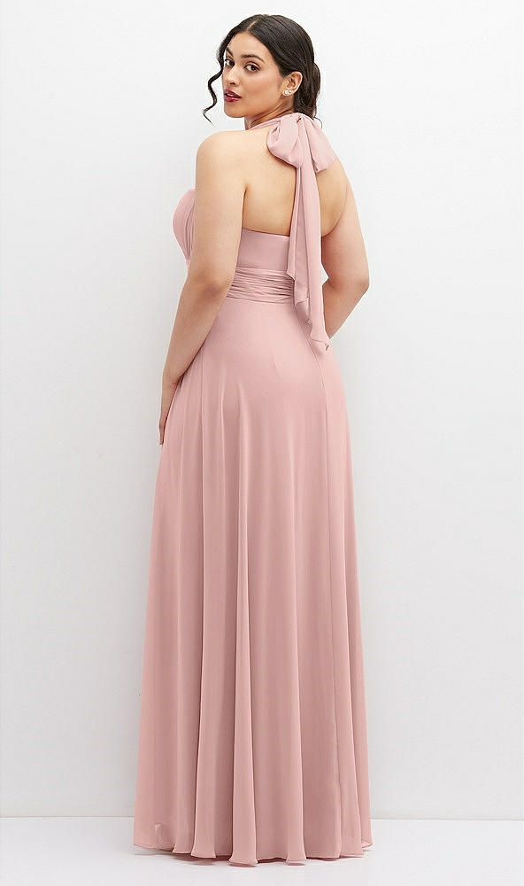 Back View - Rose Chiffon Convertible Maxi Dress with Multi-Way Tie Straps