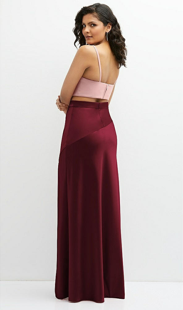 Back View - Cabernet Satin Mix-and-Match High Waist Seamed Bias Skirt