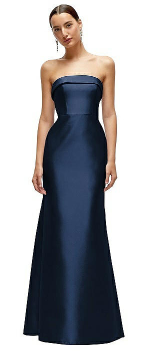 Strapless Cuff Neckline Satin Trumpet Gown