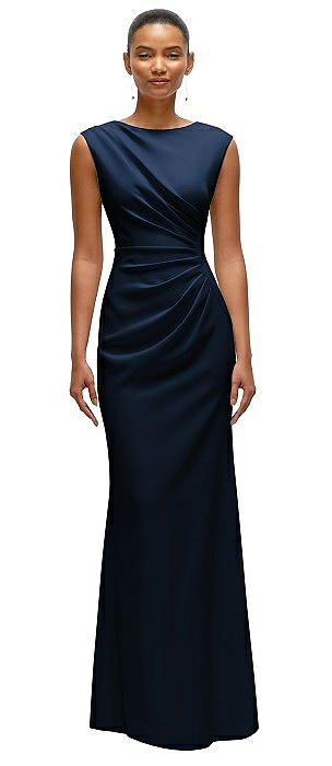 Sleeveless Cap Shoulder Crepe Maxi Dress with Trumpet Skirt