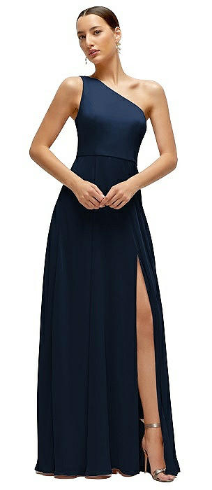 Chiffon One-Shoulder Maxi Dress with Circle Skirt