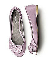 Front View Thumbnail - Suede Rose Satin Peep Toe Bridal Ballet Wedding Flats