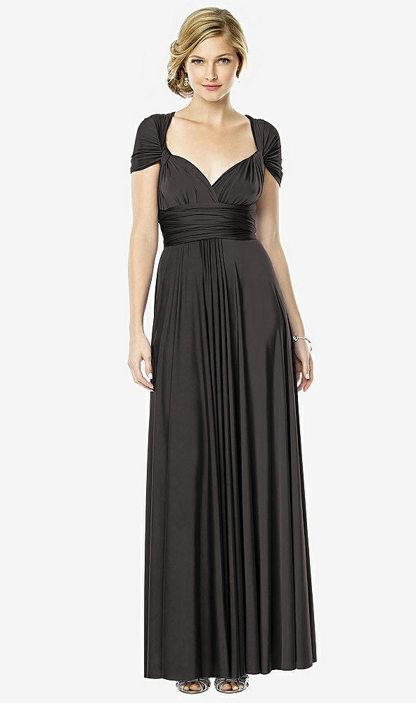 Front View - Graphite Twist Wrap Convertible Maxi Dress