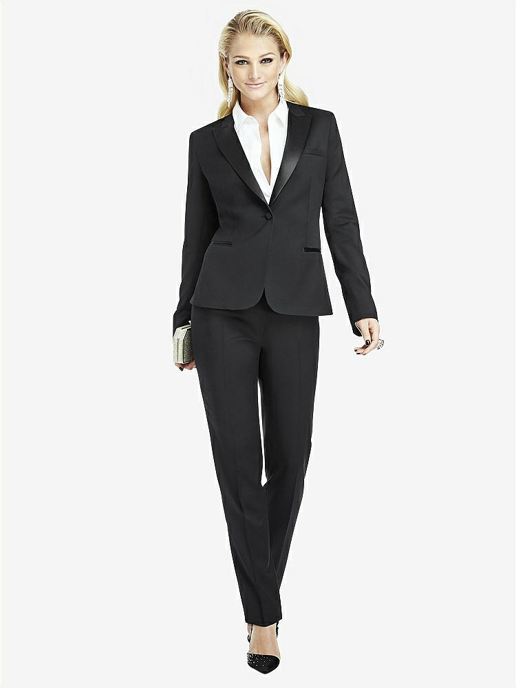 Front View - Black Women's Tuxedo Jacket - Marlowe by After Six