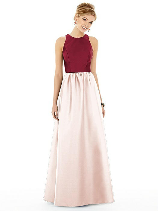 Sleeveless Keyhole Back Satin Maxi Dress