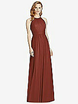 Front View Thumbnail - Auburn Moon Cutout Open-Back Shirred Halter Maxi Dress