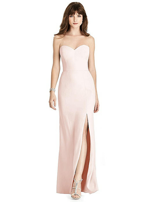 Strapless Crepe Trumpet Gown with Front Slit