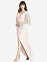 Front View Thumbnail - Blush Split Sleeve Backless Chiffon Maxi Dress