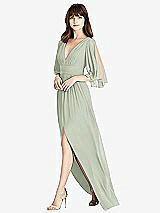 Front View Thumbnail - Celadon Split Sleeve Backless Chiffon Maxi Dress