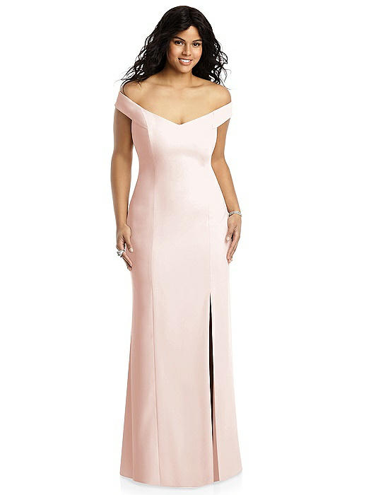 Off-the-Shoulder Criss Cross Back Trumpet Gown