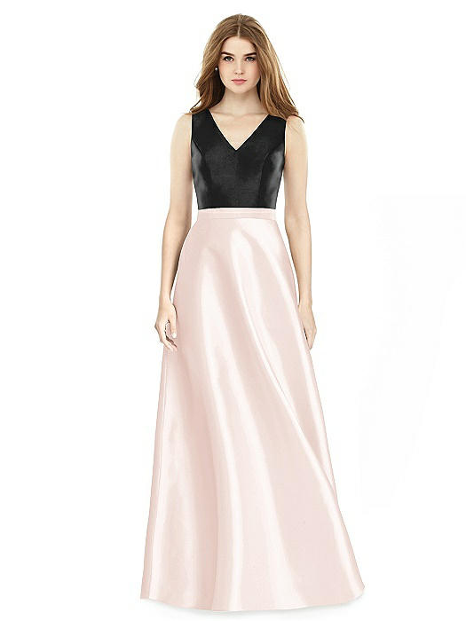 Sleeveless A-Line Satin Dress with Pockets