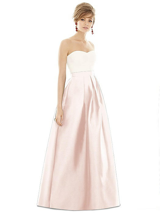 Strapless Pleated Skirt Maxi Dress with Pockets