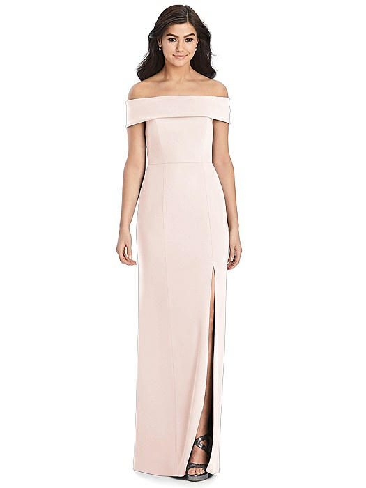 Cuffed Off-the-Shoulder Trumpet Gown