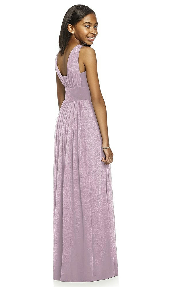 Back View - Suede Rose Silver Dessy Shimmer Junior Bridesmaid Dress JR543LS