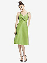 Front View Thumbnail - Mojito Draped Faux Wrap Cocktail Dress with Pockets