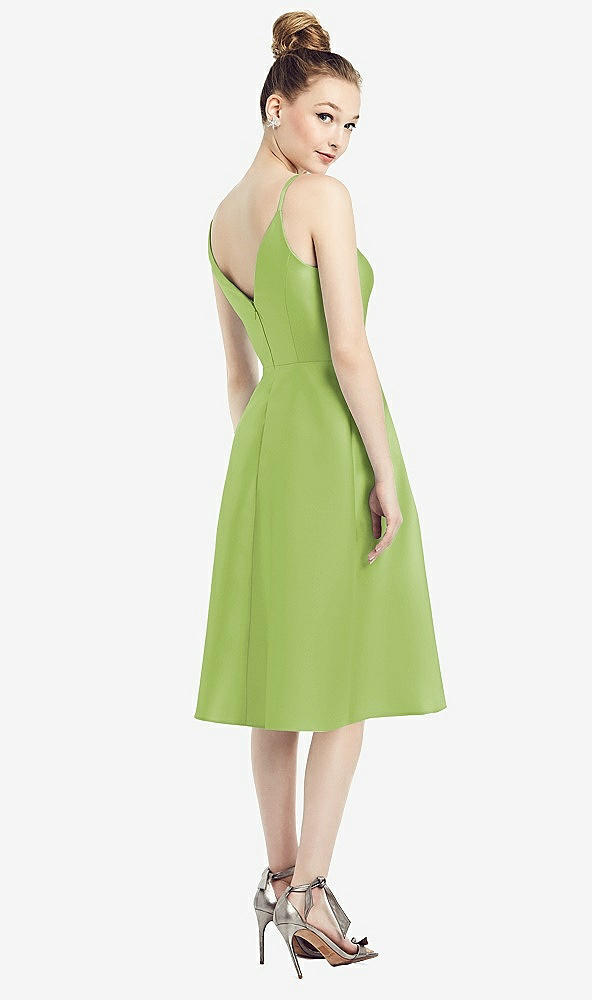 Back View - Mojito Draped Faux Wrap Cocktail Dress with Pockets